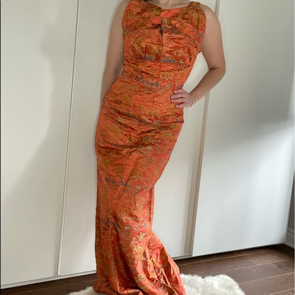 Vintage satin brocade dress